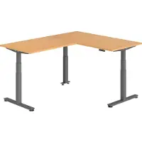 Hammerbacher Sitz-Steh-Winkeltisch 160x200cm Buche/Graphit