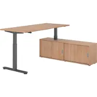 Hammerbacher Sitz-Steh Kombi 180x80cm, Nussbaum/Graphit