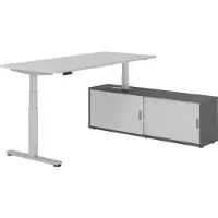 Hammerbacher Sitz-Steh Kombi 180x80cm, Grau/Silber