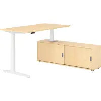 Hammerbacher Sitz-Steh Kombi 160x80cm, Ahorn/Weiss