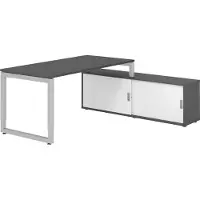 Hammerbacher Schreibtischkombi 160x80cm, Graphit/Silber