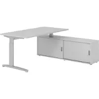 Hammerbacher Schreibtischkombi 160x80cm, Grau/Silber