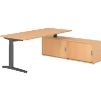 Hammerbacher Schreibtischkombi 180x80cm, Buche/Graphit