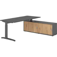 Hammerbacher Schreibtischkombi 180x80cm, Graphit/Graphit