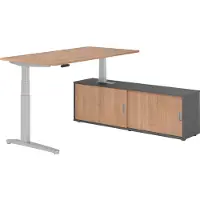 Hammerbacher Sitz-Steh Kombi 160x80cm, Nussbaum/Silber