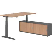 Hammerbacher Sitz-Steh Kombi 160x80cm, Nussbaum/Graphit
