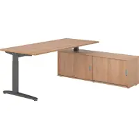 Hammerbacher Schreibtischkombi 180x80cm, Nussbaum/Graphit