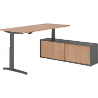 Hammerbacher Sitz-Steh Kombi 180x80cm, Nussbaum/Graphit