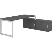 Hammerbacher Schreibtischkombi 180x80cm, Graphit/Silber
