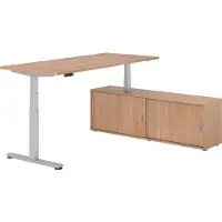 Hammerbacher Sitz-Steh Kombi 180x80cm, Nussbaum/Silber