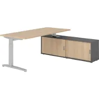 Hammerbacher Schreibtischkombi 180x80cm, Eiche/Silber