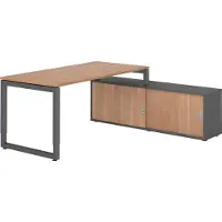 Hammerbacher Schreibtischkombi 160x80cm, Nussbaum/Graphit