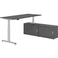 Hammerbacher Sitz-Steh Kombi 180x80cm, Graphit/Silber