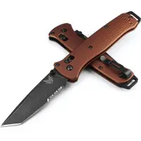 Benchmade Bailout MagnaCut Battlewash DLC Taschenmesser, burnt copper aluminum, Wellenschliff