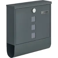 Songmics Briefkasten, Wandmontierter Briefkasten, Kupferschlosszylinder mit Drehkappe, Namensschild, Zeitungsfach, Einfach zu installieren, 11 x 37 x 37 cm, Anthrazitgrau GMB120G01