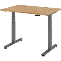 Hammerbacher XDSM12 elektrisch höhenverstellbarer Schreibtisch asteiche rechteckig, T-Fuß-Gestell grau 120,0 x 80,0 cm
