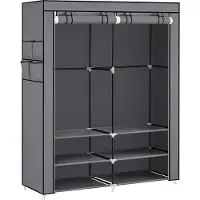Songmics Stoffschrank mit 2 Kleiderstangen und 4 Seitentaschen RYG008G02