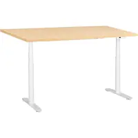 Beliani Schreibtisch Hellbraun u. Weiß Melamin 160x72cm Elektrisch Höhenverstellbar Rechteckig USB Metallgestell Modern Büro Steh-Sitz-Tisch Stehtisch