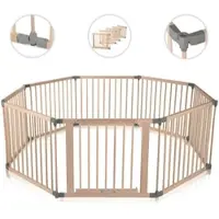 Baby Vivo Laufgitter aus Holz 8 Elemente - individuell verstellbar - PREMIUM in Grau