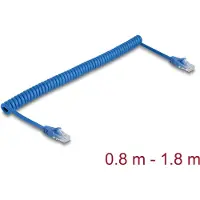 DeLOCK RJ45 Spiralkabel Stecker zu Cat.6 UTP 0.8 m bis 1.8 blau (90362)