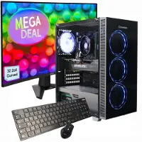 GameMax Gaming PC Draco XD Komplett SET Ryzen 5 5500 32GB RAM 1TB SSD RTX 5050 Windows 11 + MSI MAG 32C6 Monitor Curved 80cm (32") + Zubehör