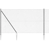 vidaXL Maschendrahtzaun mit Stacheln 10 x 1,5 m Grau Netz