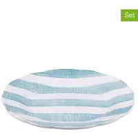 Villa D'Este Home 6er-Set: Obstteller "Versilia" in Weiß/ Türkis - Ø 19 cm - onesize