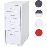 Mendler Rollcontainer Boston T851, Schubladenschrank Stahlschrank, 69x28x41cm 5 Schubladen ~ weiß