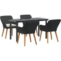 vidaXL Garten Essgruppe mit Kissen 5 pcs Schwarz Poly-Rattan