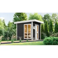 Weka Saunahaus "Design-Saunahaus KUOPIO 2" Blockbohlen im wekaLine-Profil, bodentiefes Fensterelement
