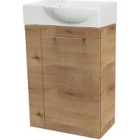 Fackelmann SBC MILANO Gäste WC Set 2-teilig 45 cm, Braun hell, rechts, Keramik Hahnloch links
