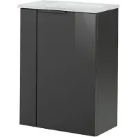 Fackelmann SBC LUNA Gäste WC Set 2-teilig 45 cm, Anthrazit, rechts, Glas Weiß