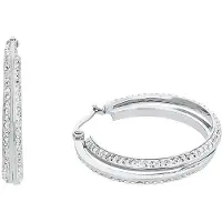 Amor Creolen für Damen, Edelstahl, Zirkonia (synth.) amor Silber
