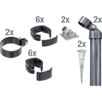 Alberts Zaunanschluss-Set für Wellengittertor an Schweißgitter Fix-Clip Pro, Höhe 102 cm, mit Einschlagbodenhülse, anthrazit, 2er-Set