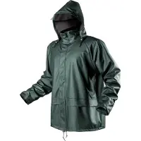 Neo Tools Jacket PU/PVC – Arbeit Jacke – Wasserdichte Softshell mit Kapuze – Grün - Gr. L