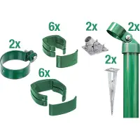 Alberts Zaunanschluss-Set für Wellengittertor an Schweißgitter Fix-Clip Pro, Höhe 102 cm, mit Einschlagbodenhülse, grün, 2er-Set