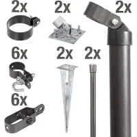Alberts Zaunanschluss-Set Wellengittertor an Maschendrahtzaun | anthrazit-metallic | Einschlagbodenhülsen | Torpfosten-Ø: 60 mm | Zaunhöhe: 1000 mm