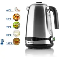 Hyundai Wasserkocher VK 770 Teekocher mit 7 Temperaturen und 1,7 Liter Volumen sowie 2200 Watt HYUVK770