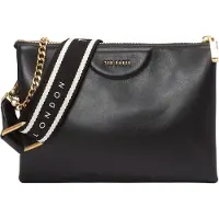 Ted Baker Leder Umhängetasche Schultertasche Esille Webbing Crossbody Bag Black schwarz