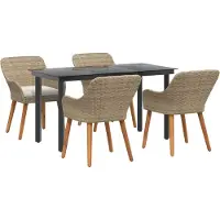 vidaXL Garten Essgruppe 5 stk. Beige Poly-Rattan