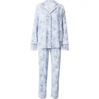 Triumph Pyjama "Boyfriend Fit PW 03", Damen, Gr. 46, blau (combina blau), Single Jersey, Obermaterial: 100% Viskose, bequem lang, V-Ausschnitt, Homewear-Sets Pyjama, bequem und stilvoll