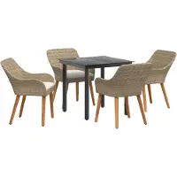 vidaXL Garten Essgruppe 5 stk. Beige Poly-Rattan