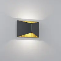 HELESTRA LED-Wandlampe VID, schwarz/gold, up/down, IP65 dimmbar, schwarz, für Arbeitszimmer / Büro, Aluminium, LED Wandleuchte, Wandlampe Innen