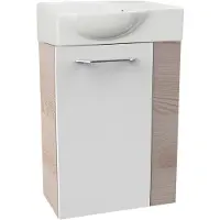 Fackelmann SBC B. CLEVER Gäste WC Set 2-teilig 45 cm, Braun hell/Weiß, links, Keramik Hahnloch rechts
