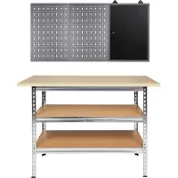 Ondis24 Werkstatt-Set "Werkbank Uwe" 120x60x92 cm, mit Werkzeugschrank und Lochwand