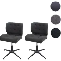 Mendler 2er-Set Esszimmerstuhl HWC-H42, Drehstuhl Stuhl, höhenverstellbar drehbar Stoff/Textil dunkelgrau, Fuß schwarz