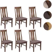 Mendler 6er-Set Esszimmerstuhl HWC-M58, Küchenstuhl Lehnstuhl Stuhl, Stoff/Textil Massiv-Holz dunkles Gestell, taupe
