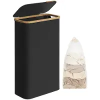 Songmics Wäschesammler 65 L mit Deckel 42 x 22,5 x 70,5 cm tintenschwarz B34LCB506B01