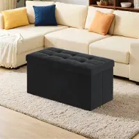 Hobby Hall Sitzbank mit Stauraum aus Samt, 38 x 76 x 38 cm, klappbare Sitztruhe LSFB35247B01