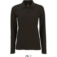 Sol SOLs 02083 | Damen Long-Sleeve Piqué Polo Shirt Perfect - Farbe: Black - Größe: XL